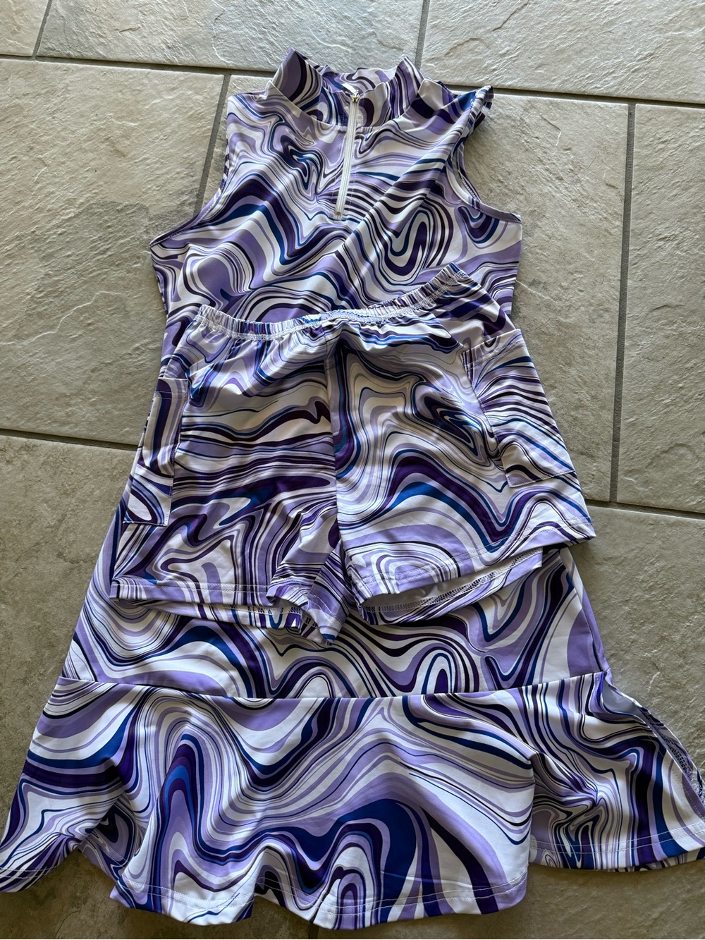 Purple Swirl Women's Skirt Set - 2-Piece Athletic Golf Ensemble